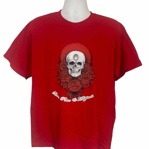 T-shirt Skull Rose, Halloween, RED, Size LARGE, Alstyle - Picture 1 of 8